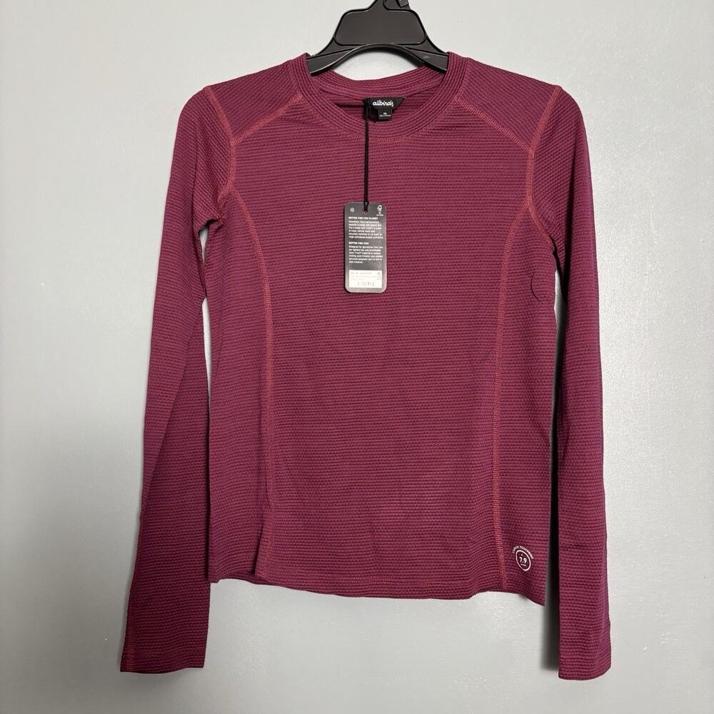 NWT ALLBIRDS Women's Natural Run Long Sleeve Tee Merino Blend Crimson XS #2